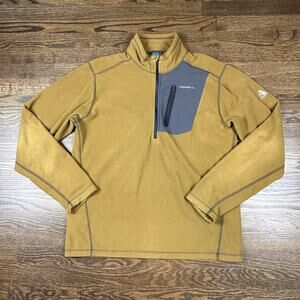 Eddie Bauer Sweater Mens Large Brown Gray Half Zip Fleece First Ascent Pullover
